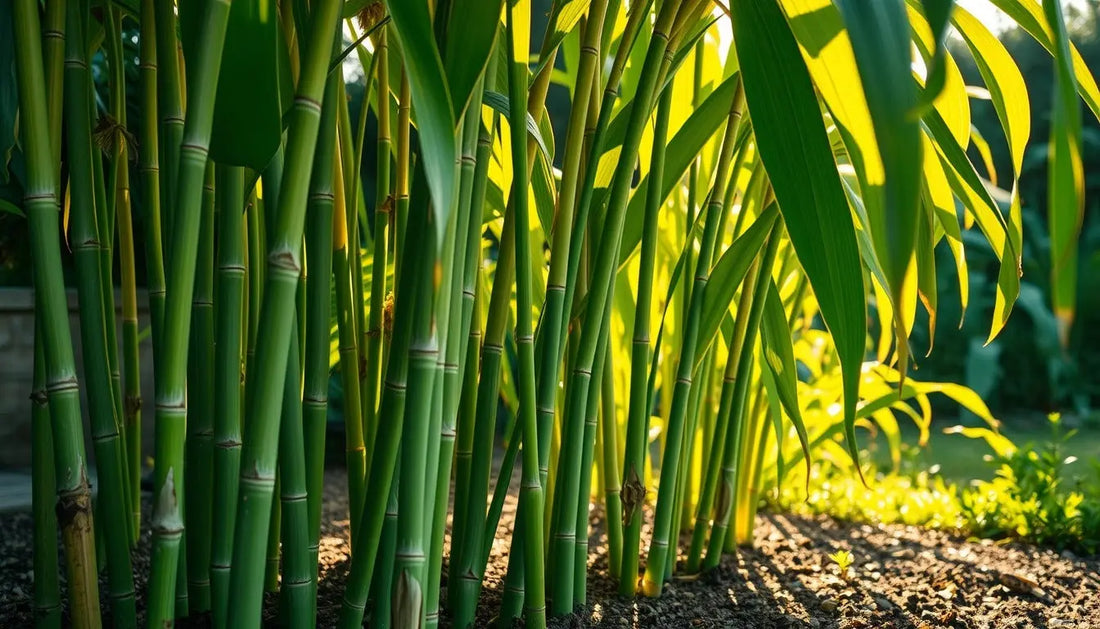 Sugar cane plants growing in garden