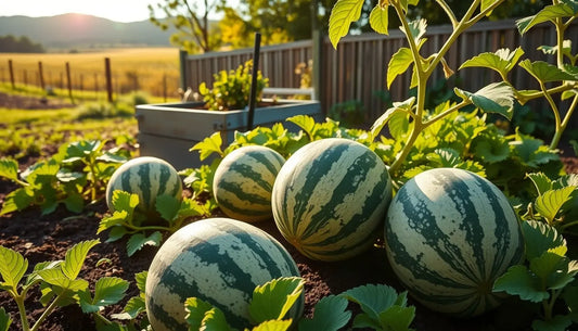 Watermelons growing in garden
